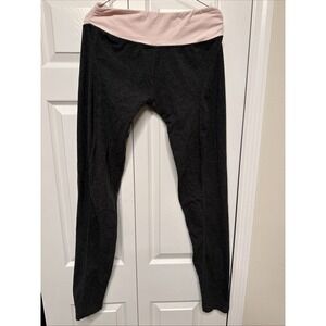 Bally Total Fitness  Legging Gray With Pink Waistband Size XL 12/14
